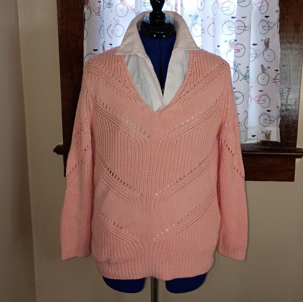 Pink V-Neck Women's Sweater